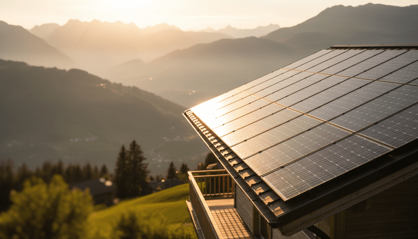 Swiss landscape with solar panels